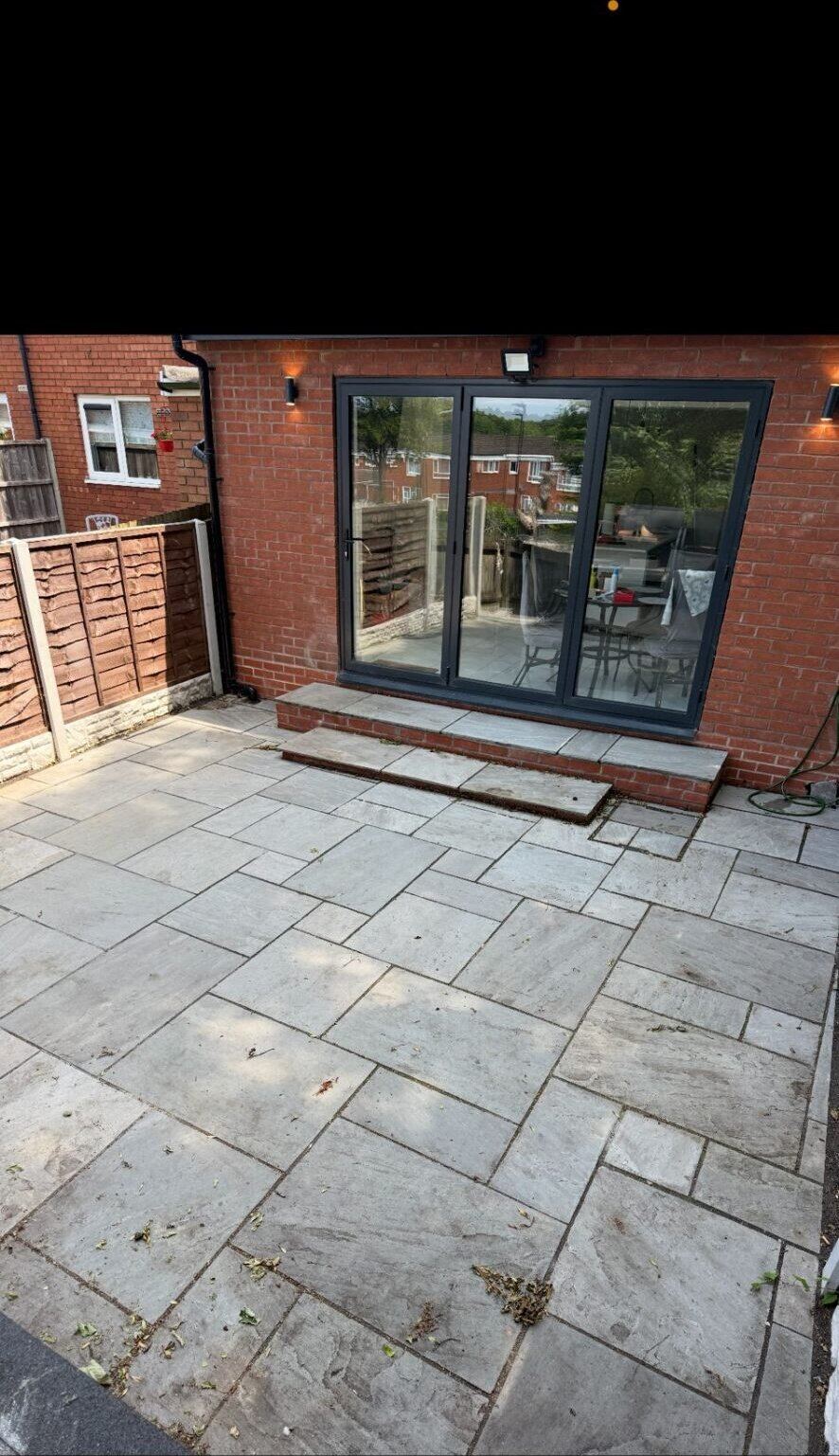 Close-up of sandstone slabs after professional cleaning