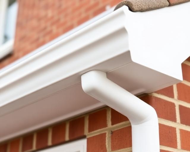 Clean white gutters and fascias on UK house
